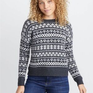 Marine Layer gray white design wool alpaca blend crewneck sweater size small